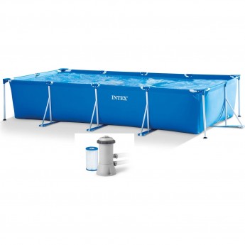 Каркасный прямоугольный бассейн INTEX RECTANGU 28274 450х220х84см, фильтр-насос